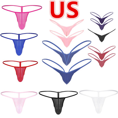#ad US Men#x27;s Low Rise T Back Briefs G String Thong Open Back Tanga Pants Underwear $7.43