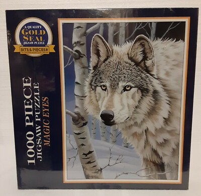 #ad Magic Eyes Wolf Gold Seal Jigsaw Puzzle 1000 Pieces New Sealed Vintage 1995 $10.50