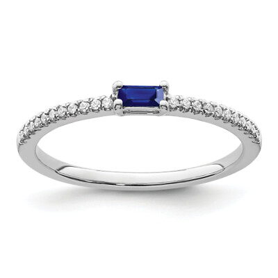 #ad 14K White Gold Sapphire Diamond Ring $402.00