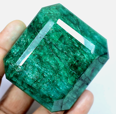#ad 1215 Ct Natural HUGE Green Zambian Emerald CERTIFIED Lovely Emerald Gemstone $99.99