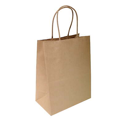 #ad 8quot;x4.75quot;x10quot; 100 Pcs Brown Kraft Paper Bags Shopping Mechandise Party Gift Bags $23.57