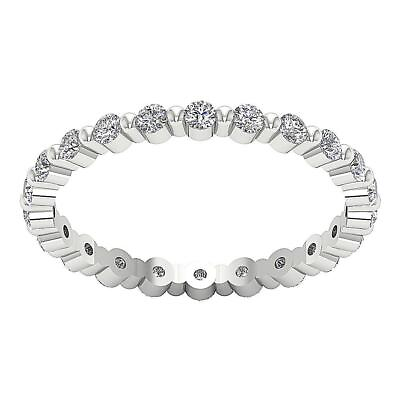 #ad Eternity Anniversary Ring I1 H 0.95 Ct Round Cut Diamond 14K White Gold RS 5.5 $522.49