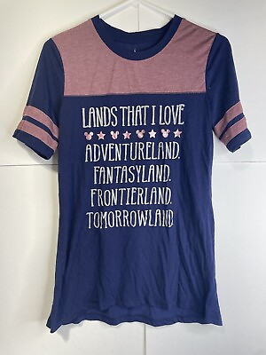 #ad Disney Parks Womens T Shirt Lands That I Love Short Sleeve Large 4th Of July $24.99