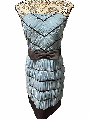 #ad See by Chloe Blue Gray Velvet Stripes Mesh Strapless Dress Mini Women#x27;s Size 4 $79.99
