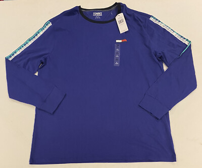 Tommy Hilfiger Long Sleeve T Shirt Mens XL Tommy Jeans Tee Purple Word Mark Logo $18.95