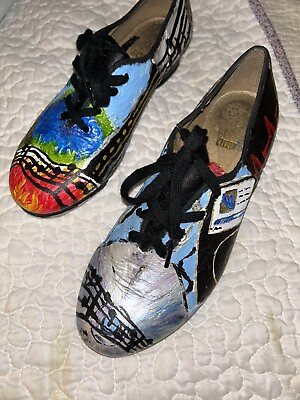 #ad Bloch Womens Hand Painted Tap Shoes Leather Low Heel Almond Toe Sz 7 Nice Sound $39.99