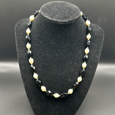 #ad Zoe B. Faceted Onyx Pearl 14K Gold Necklace $139.00