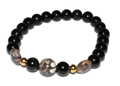 #ad Black Tourmaline Turritella Bracelet Protection Crystal Healing Boho Jewelry $21.00