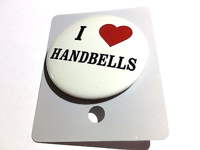 #ad I LOVE HEART HANDBELLS PIN PINBACK $8.95