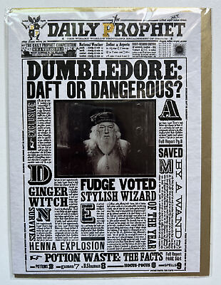 #ad 6 Daily Prophet Harry Potter DUMBLEDORE Notecards 3D Image Gold Envelope Lima $14.99