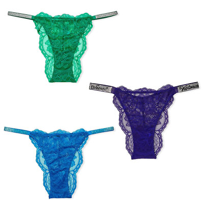 Victoria Secret VERY SEXY Bombshell Shine Strap Brazilian Panty Blue M L XL $19.99