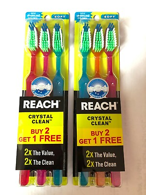 #ad 6 Pcs Reach Crystal Clean Toothbrush Soft Bristles $11.95