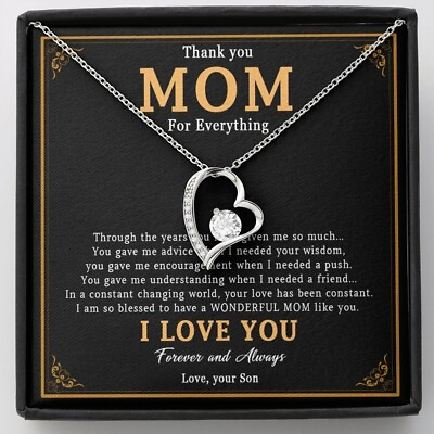 #ad Thank You Mom Necklace Mom Necklace Love Gift Mom Birthday Gift From Son $28.99