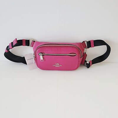 #ad Coach CL479 Pebbled Leather Mini Belt Bag Sling Fanny Pack Bright Violet $118.25