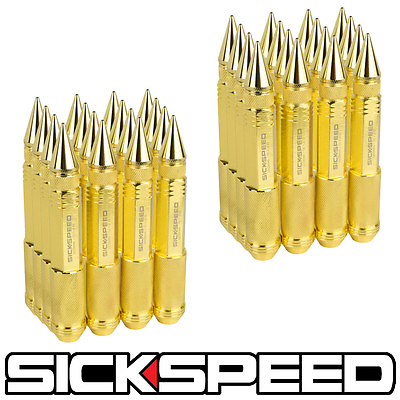 #ad SICKSPEED 32 PC 24K GOLD 150mm LONG SPIKED STEEL EXTENDED LUG NUTS 14X1.5 $178.88