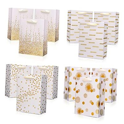 #ad Gift Bags 12 Pack Medium Size Gold Foil 1 Count Pack of 12 Gold Dots Medium $29.07