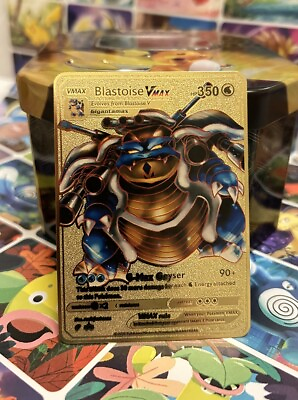 #ad Pokemon Gold Metal Card Blastoise Vmax Fun Art Card Best Gift Pokemon Collectors GBP 9.80