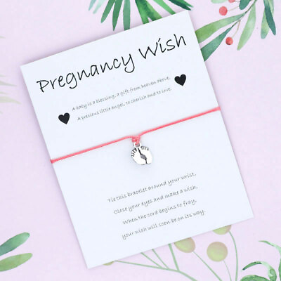 Pregnancy Wish Card Bracelet Gift Mom To Be Stainless Pregnant Baby Shower NEW $6.60