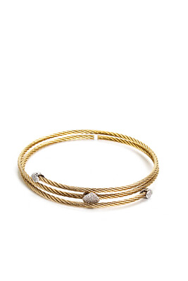#ad ALOR® Women#x27;s 14K Yellow White Gold Sterling Silver Diamond Wrap Bracelet $600.01
