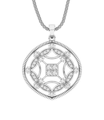 #ad Fashion Pendant Necklace I1 G 0.55 Ct Natural Diamond Prong Set 14K White Gold $499.99