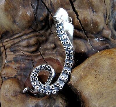 #ad Handcrafted Solid 925 Sterling Silver 3D Octopus Mollusk Tentacle Pendant $20.96