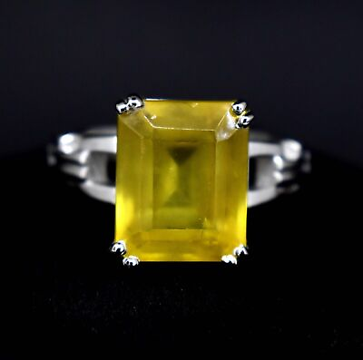 #ad 7 Gm Yellow Sapphire Radiant Cut Solid 925 Sterling Silver Statement Ring US 8 $42.49