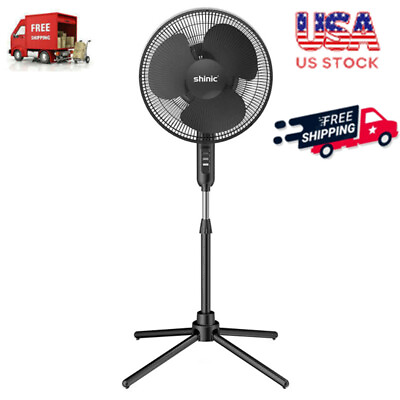 #ad 16quot; 3 Speed Oscillating Pedestal Fan w Folding Base Adjustable Height amp;Tilt US $25.66