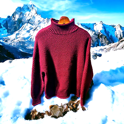 #ad Mock Turtleneck Sweater Women#x27;s Size L Wine Fashion Winter Warm Casual Outdoor $18.50