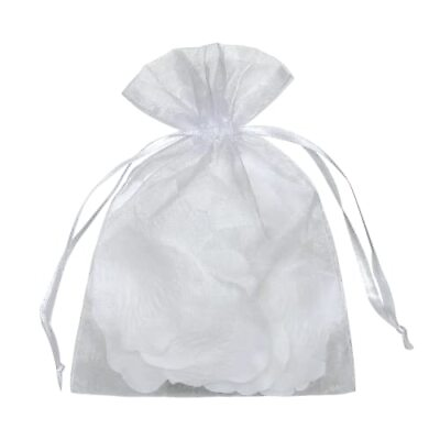 50 Pcs Sheer Organza Drawstring Pouches Gift Bags White Color 6 x 9 Inches $11.97