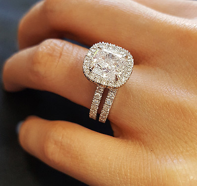 #ad Outstanding 5.37 Ct. Cushion Cut Diamond Engagement Bridal Set H VS1 EGL 14k WG $45974.31
