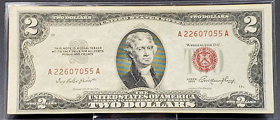#ad 1953 $2 United States Currency Legal Tender Note Red Seal Choice XF AU $14.39