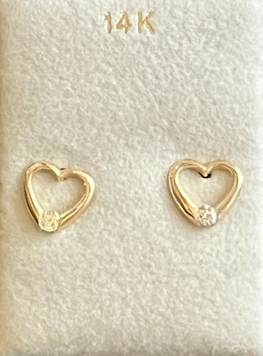#ad 14K Real Solid Gold Earring HEART SPARKLE $29.99
