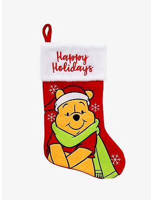 #ad Disney Winnie the Pooh Embroidered Stocking Christmas Decor New $22.45