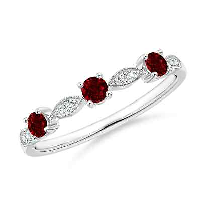 #ad ANGARA 2.7mm Natural Ruby amp; Diamond Marquise and Dot Band in Sterling Silver $296.10