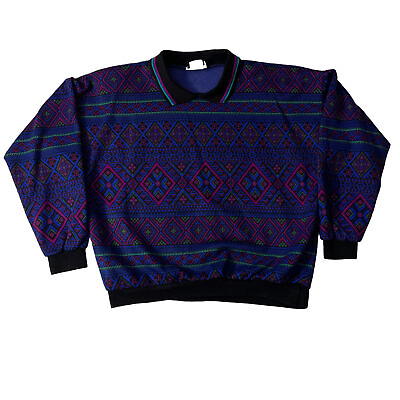 #ad Vintage Geometric Coogi Style Sweater Pullover Sz L Cape Cod Sportswear Retro $49.99