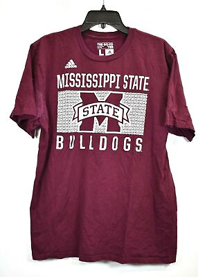 #ad Adidas Mens Solid Wine Short Sleeve Mississippi State Bulldogs Go To Tee Shirt L $25.09