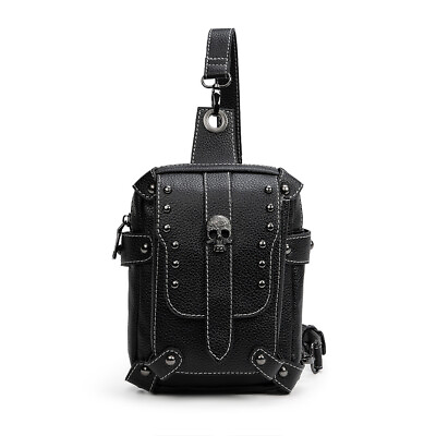 #ad New PU Leather Steampunk Rock Punk Backpack Shoulder Crossbody Bags Purse $30.41