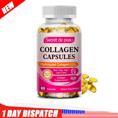 #ad 100% Natural Multi Collagen Peptides Anti Aging Skin Collagen Pills 60 Capsules $10.99
