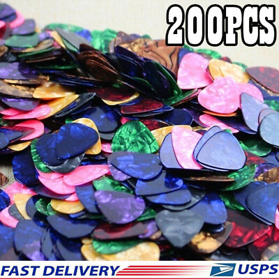 #ad 200X Acoustic Bulk Celluloid Electric Colored Smooth Guitar Pick Pick Plectrum F $13.81