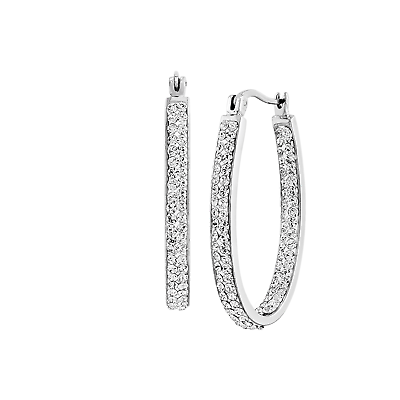 #ad Crystaluxe Inside Out Oval Hoop Earrings with Crystals in Sterling Silver $34.99