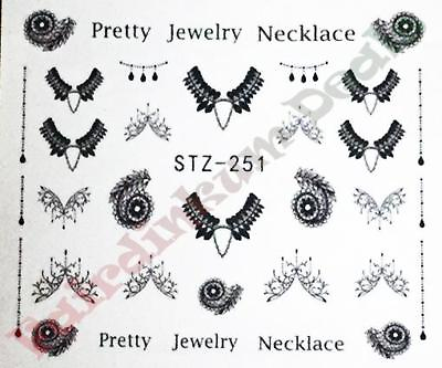 #ad Pretty Jewelry Necklace Nail Art Stickers Water Decals Sheet No. STZ 251 AU $3.99