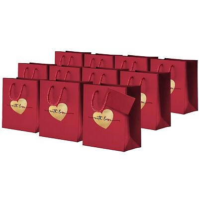 #ad #ad 12 With Love Red Gift Bags with Handles Mini Gift Bags Extra Small Red Pape... $19.06