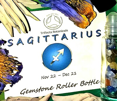 SAGITTARIUS Zodiac Roller Bottle Crystal Set Essential Oil Astrology Wicca Gift $10.45