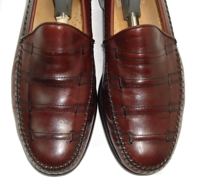 #ad UNIQUE Men#x27;s Shoes E.T. WRIGHT Loafer Sz 9 D Burgundy Leather MADE IN ITALY $35.00