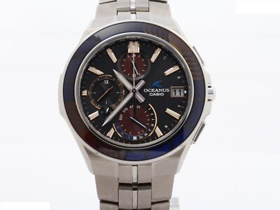 #ad Casio Oceanus Manta Black Ocw S5000D 1Ajf Titanium Men#x27;s Used Watch $1435.74