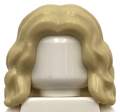 #ad Lego New Tan Minifigure Hair Female Mid Length Wavy Parted in Center Piece $2.99