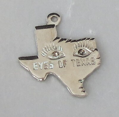 #ad EYES of TEXAS State Map Vintage Sterling Charm $14.99