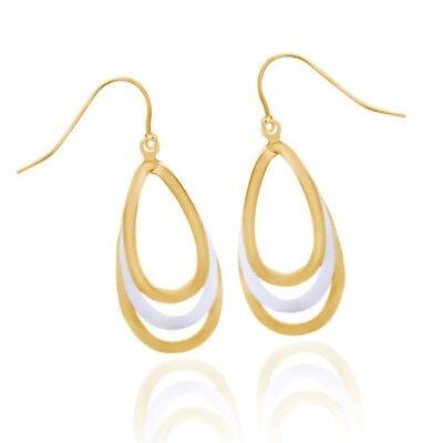 #ad Triple Teardrop Earrings 14K Two Tone Gold $727.96