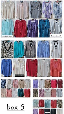 #ad WOMAN LOT SALE 50 DRESSY TOPS TUNIC BLOUSES 1X MOSTLY BIG BLOWOUT SALE TODAY $120.00