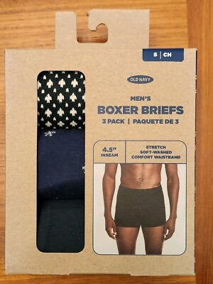 #ad Old Navy Men#x27;s SMALL Boxer Briefs 3 PACK Deer Snowflakes Blue Green 4.5quot; #63924 $16.95